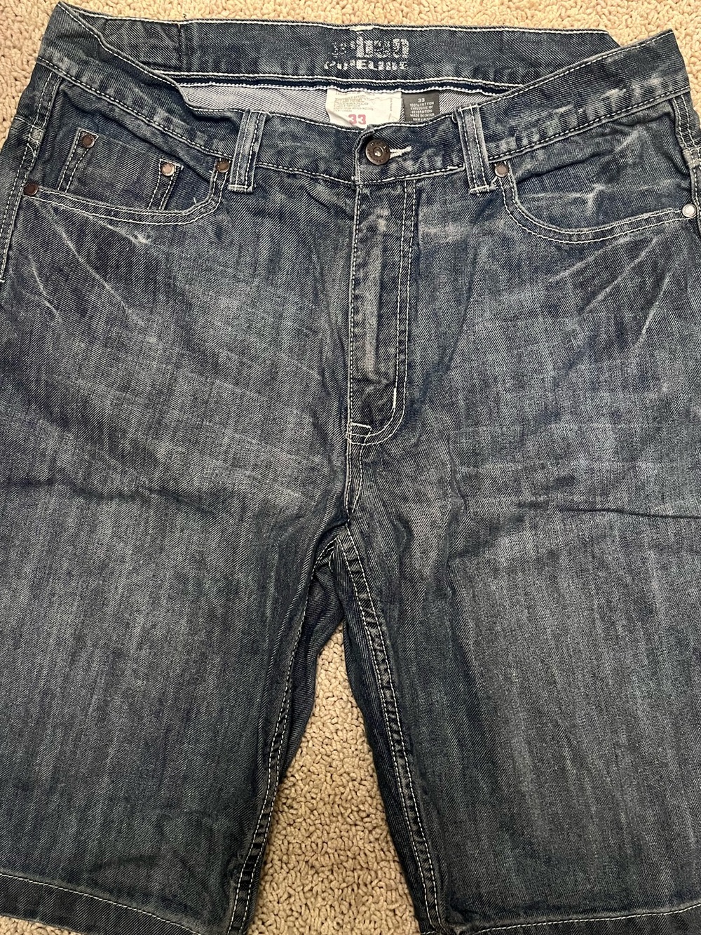 urban pipeline Men's Dark Blue Relaxed Denim Shorts